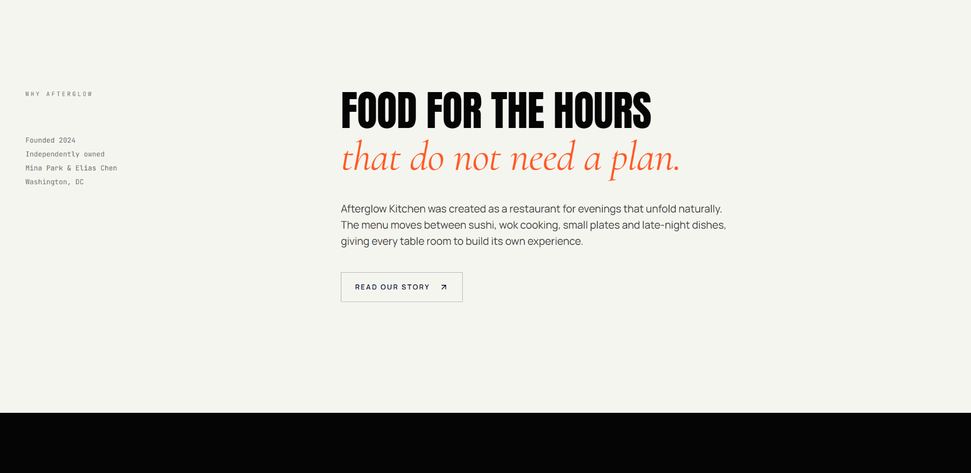 91 Restaurant & Bar, Food for the hours that do not need a plan