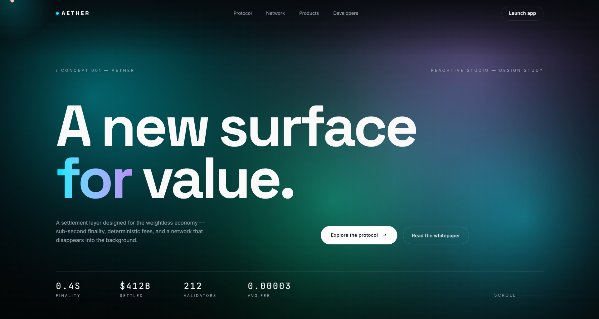 Aether — Reachtive concept screenshot