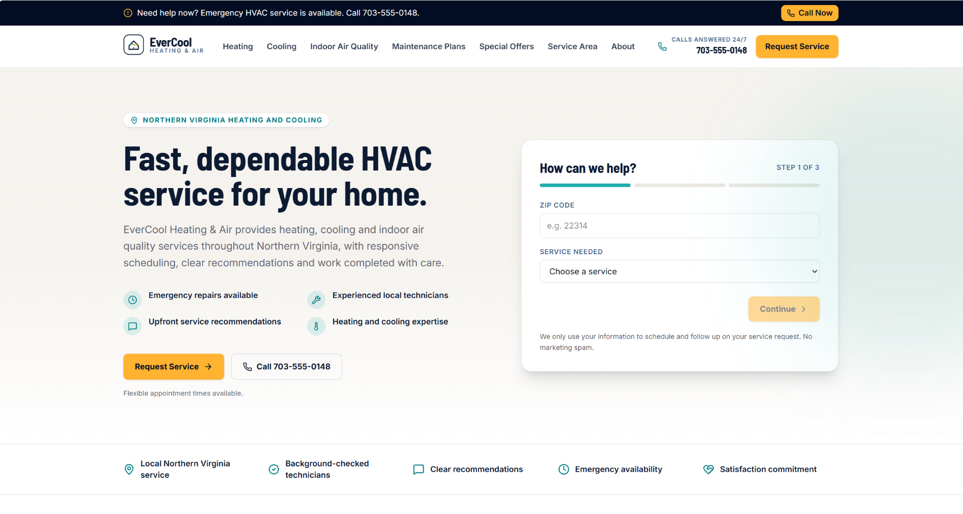 EverCool Heating & Air — Reachtive concept screenshot