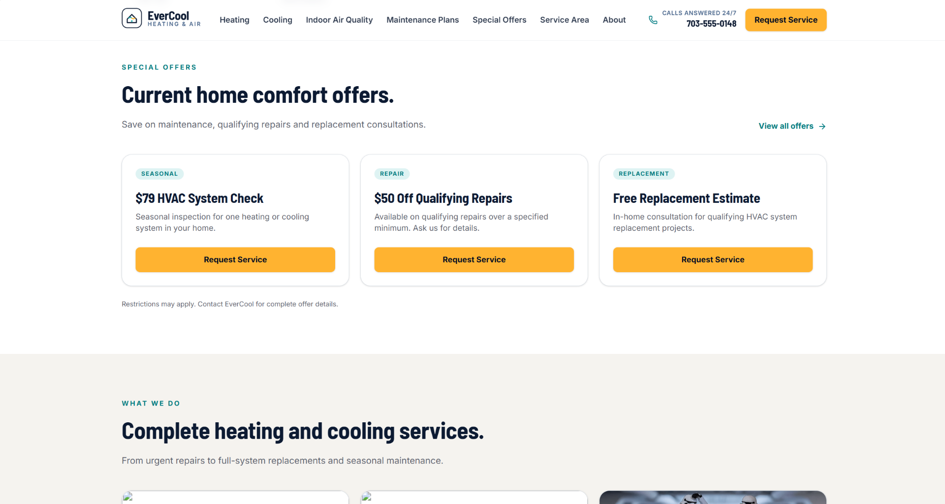 EverCool Heating & Air, Special offers
