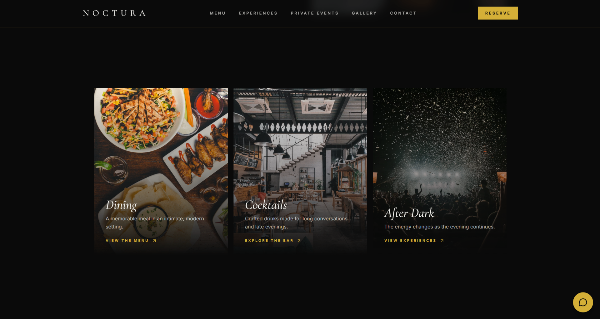 Noctura Restaurant & Lounge, Three rooms, one evening