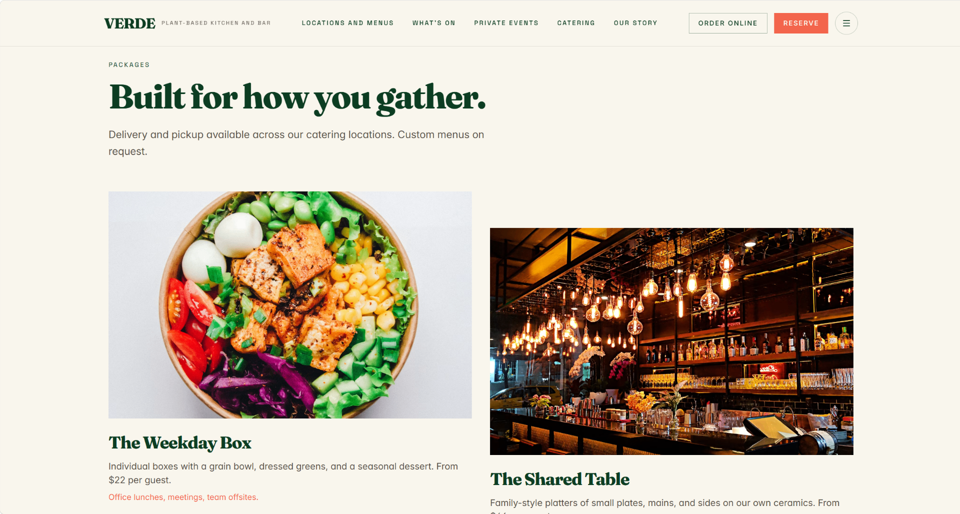 VERDE, Find your table