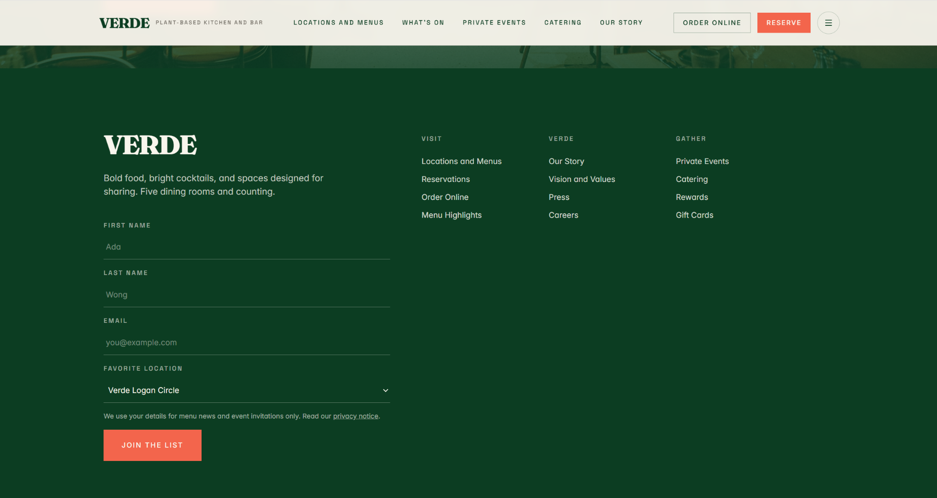 VERDE, Built for how you gather